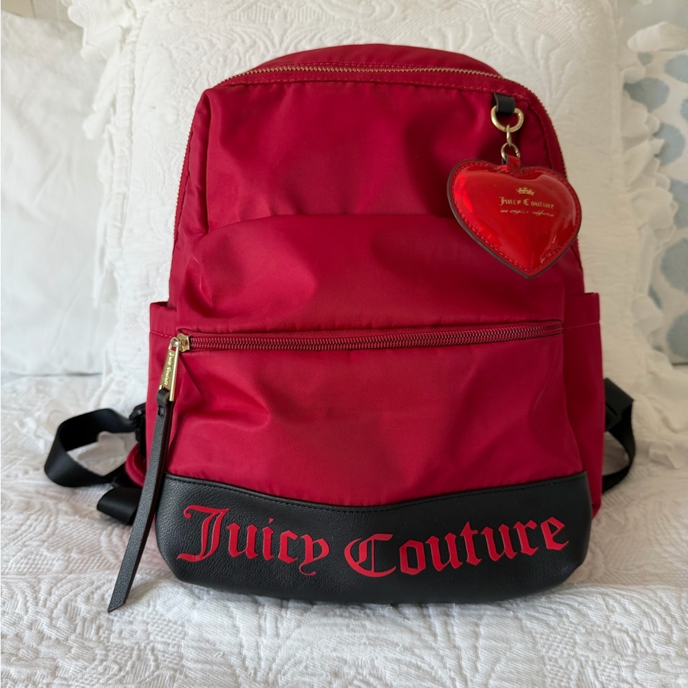 Juicy Couture Red Backpack with Heart Charm